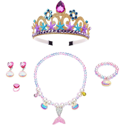 Niñas Niñas Mermaid Princess Dress Up Crown Tiara Joy...