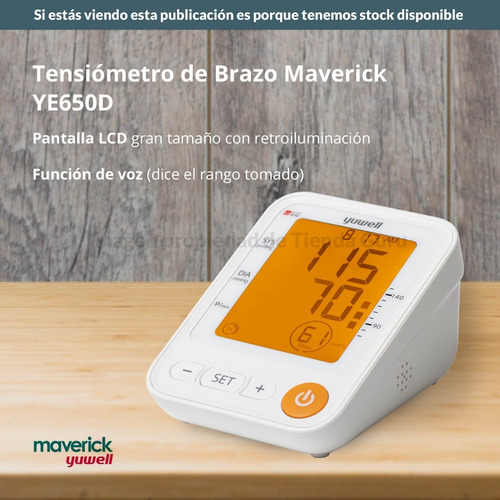 Imagen 2 de 7 de Tensiometro Digital Brazo Maverick Yuwell Funcion Voz Ye650d