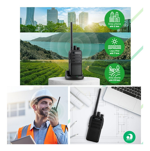 10 Rádio Comunicador Intelbras Rc3002 Com 10 Fone Microfone Bandas De Freqüência Uhf Cor Preto
