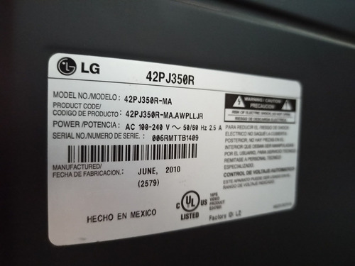 Imagen 2 de 3 de Tetevisor LG Plasma De 42 Pulgadas Para Reparar O Repuesto