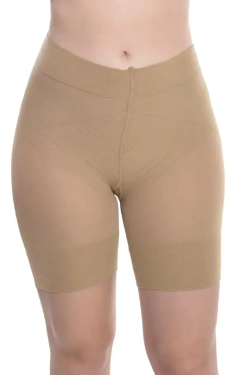 Short Cinta Modeladora Cós Alto Compressão Redutora Selene Cor Pó De Arroz Tamanho M