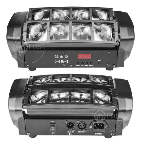 Kit 6 Mini Moving Spider Beam 8 Leds Osram Rgbw 5w Strobo