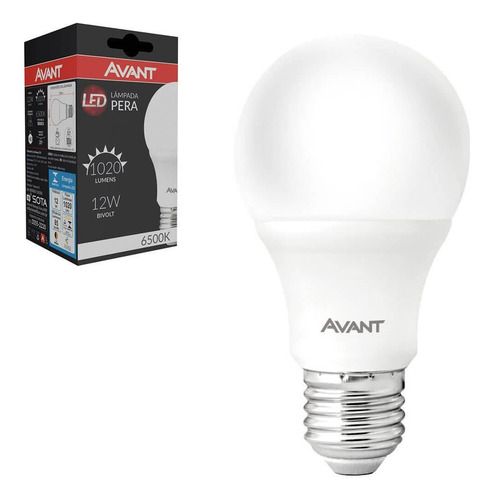 Lâmpada Pera Led Bulbo 12w E27 Luz Branco Frio 6500k Avant