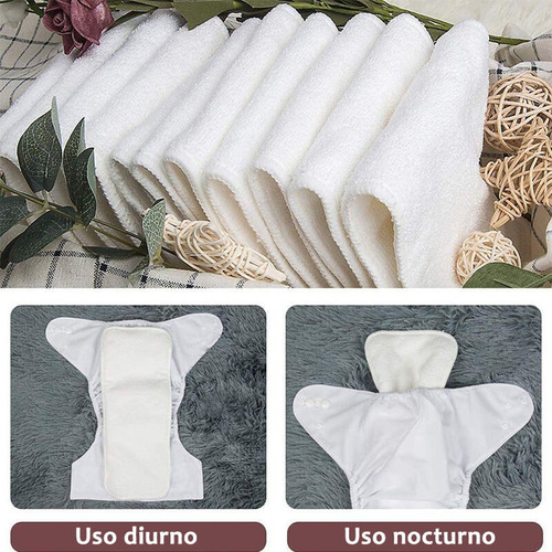 10 Insertos Fibra De Bambu 4 Capas Ultra Absorbentes Lavable