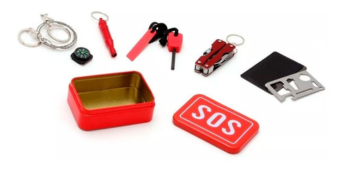 Kit Supervivencia Sos Emergency Cort Plumas Brújula Silbato