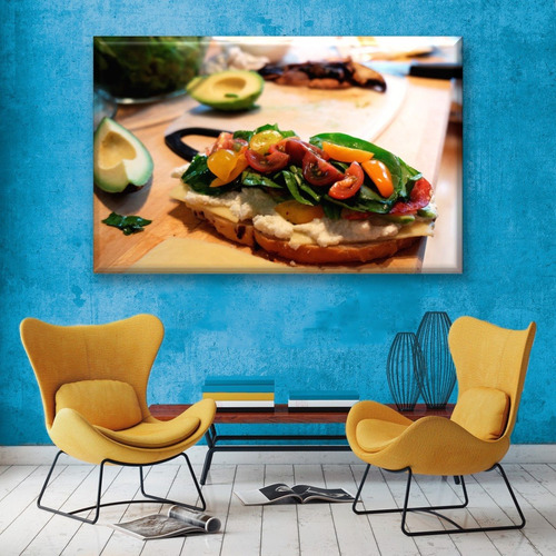 Cuadro Canva Decorativo Tostada Con Queso Cottage 60x40 Cm