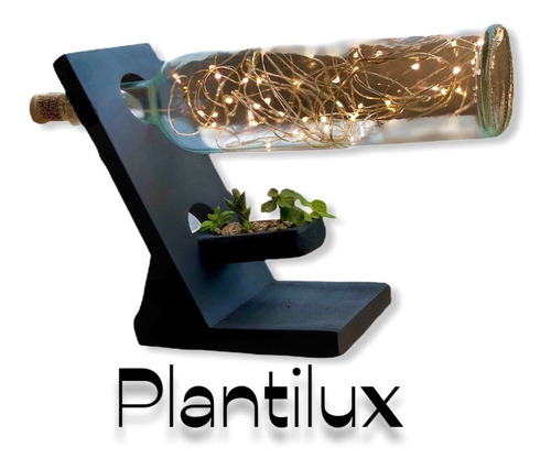 Luz Led Buro Usb Maceta Madera Botella Plantas Suculentas (Usado)