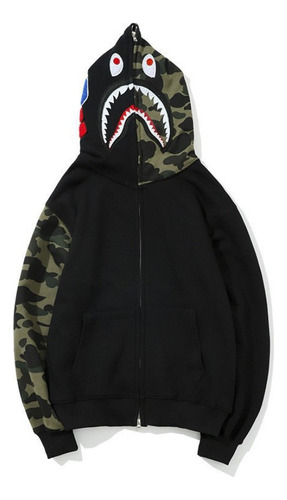 Unisexo Sudadera Con Cremallera Cabeza Tiburón Bape Moda