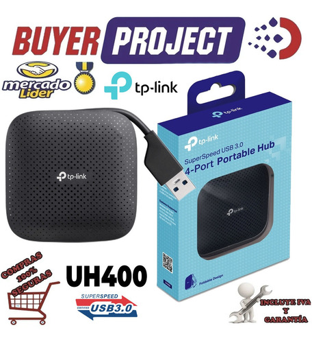 Mini Hub Tp-link Uh400 De 4 Puertos Usb 3.0 5gbps Pc Y Mac