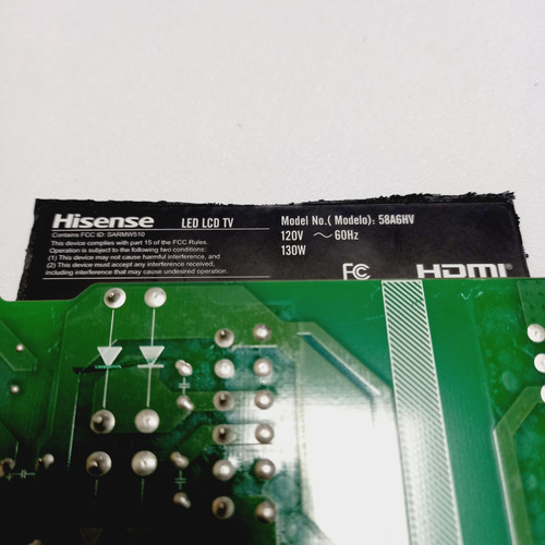 Tarjeta Main Para Pantalla Hisense Modelo 58a6hv (Usado)