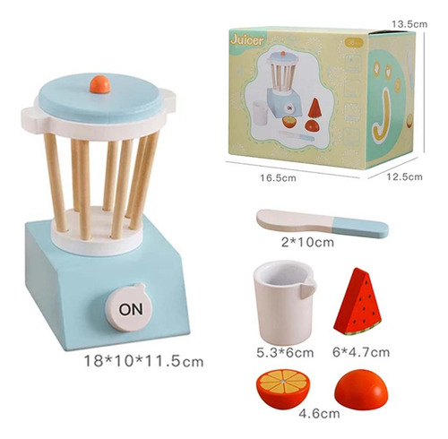 Licuadora Juguete Infantil De Cocina En Madera C/ Accesorios
