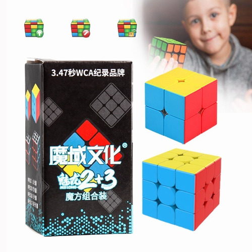 Imagen 1 de 9 de Pack Set 2 Cubos Rubik 2x2 Y 3x3 Meilong Moyu Lubricado