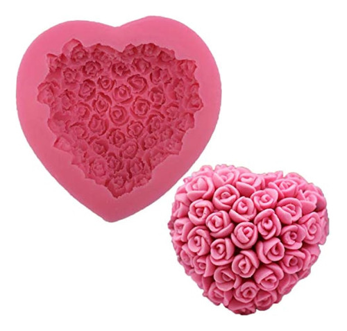Obtanim Pequeño Silicona 3d Rosa Flor Molde Amor Corazón For