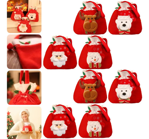 8 Bolsas De Regalo De Decoración Navideña Bolsas De Navidad