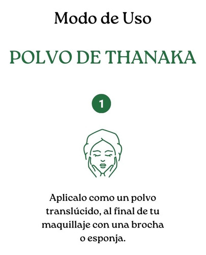 Polvo De Thanaka. Controla Acné. Protección Uv. Blanqueador Momento de aplicación Día/Noche Tipo de piel Todo tipo de piel