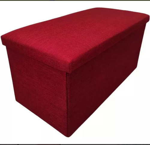 Banqueta Baúl Puff Organizador Grande Color Rojo 74,4x37cm