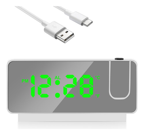 Fweaad Reloj Despertador Led De Proyección Digital De Mesa.