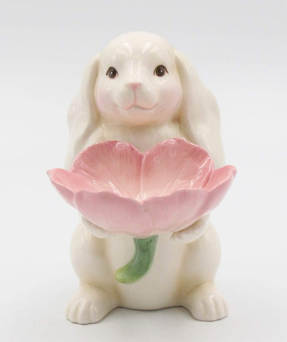 Figura De Cerámica Fina Con Diseño De Conejo, Diseño De Flor