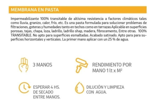Membrana En Pasta 25 Kg Polacrin 20 Lts Liquida 6 Colores