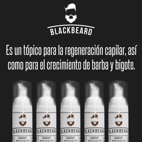 Minoxidil Al 10% Espuma Blackbeard Con Cafeína 2 Piezas