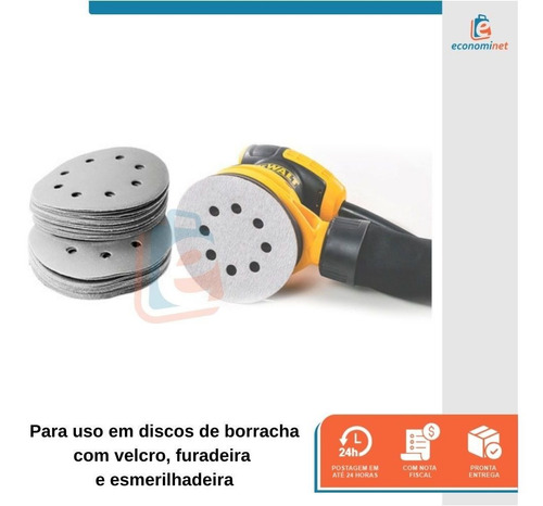 Kit 10 Disco De Lixa De Velcro Branco 150mm Grão 320 Starfer