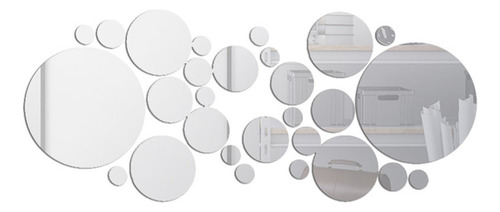 30 Pegatinas De Pared Espejo Redondo Círculo Adhesivo De Par