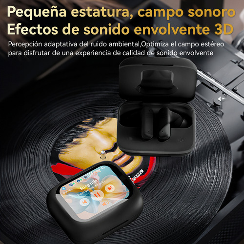 Fitpolo LX10 Audífonos In-ear Bluetooth TWS Negro con Luz LED, Cancelación de Ruido y Estuche de Carga