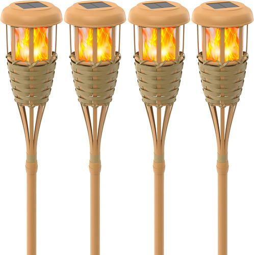 Evelynsun Tiki Torch Luces Solares Al Aire Libre - Luz De An