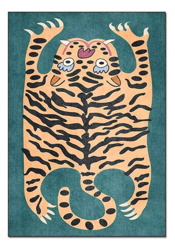 Cartoon Tiger Rug Para Niños Habitación 3x5 Pies Vintage Boh