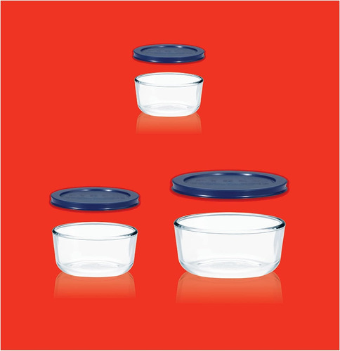 Juego De Recipientes Pyrex, Redondos, De Vidrio, Con Tapas