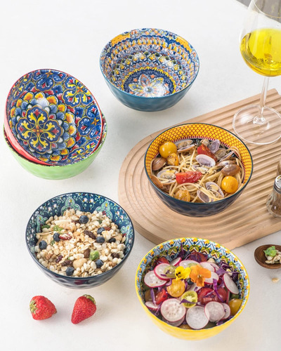 Juego De Tazones Para Sopa Y Cereales De Ceramica Con Plomo