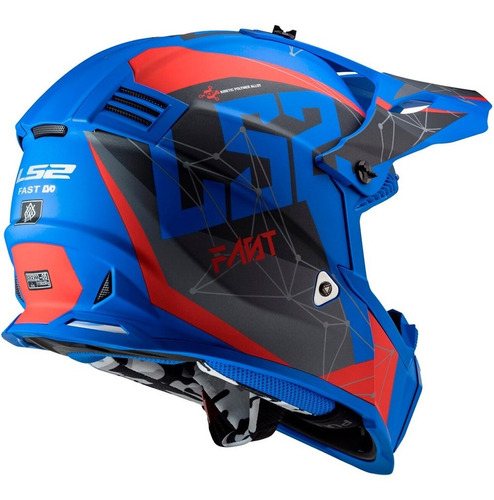 Capacete Ls2 Fast Mx437 Alpha Azul Enduro Motocross Novo