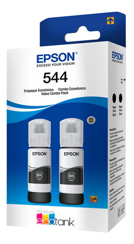 Kit Refil Tinta Epson Para Ecotank 65ml T544 2 Un Cor Preta