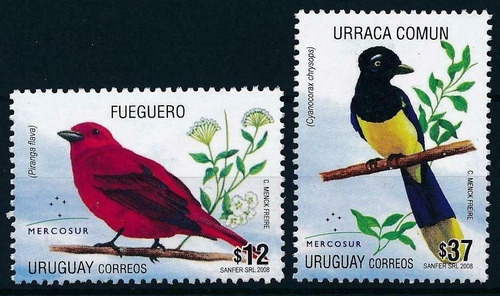 Fauna - Pájaros - Mercosur - Uruguay - Serie Mint