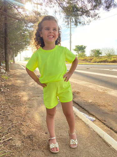 Conjuntinho Nati Cropped E Short Lemon Neon