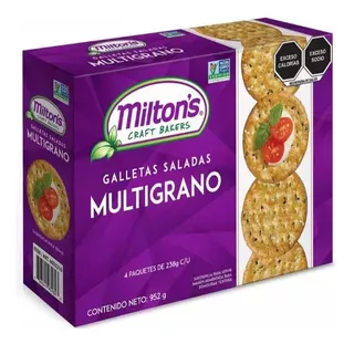 Galletas Saladas Multigrano Miltons Non Gmo Snack 952 Grs.