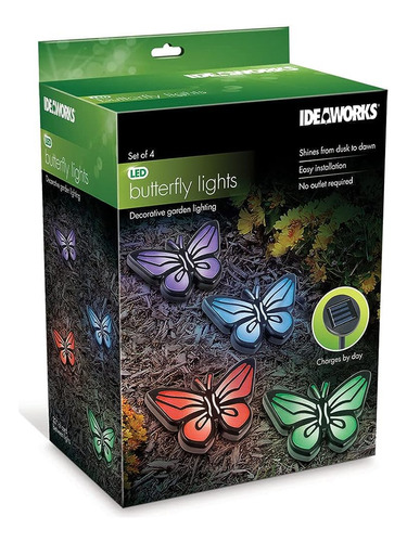 ~? Ideaworks Butterfly Lights-sets De 4-solar Powered-encend