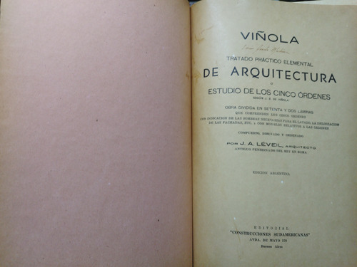 Libro. Tratado De Los Cinco Ordenes De Arquitectura. Viñola. (Usado)