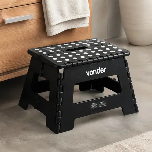 Vonder Banqueta Plástica Dobrável Preta Altura 22 Cm Vonder suporta 1