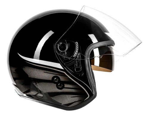 Capacete Aberto Bieffe Allegro Soul Preto Moto Oculos