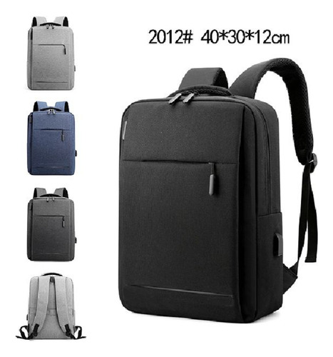 Mochila Para Notebook Urbana Con Puerto Ubs Oficina Trabajo Gris Liso