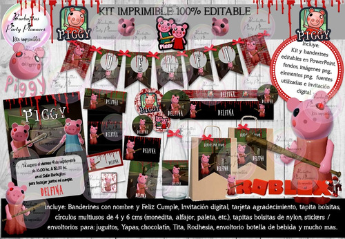 Kit Imprimible Candy Bar Roblox Piggy 100% Editable