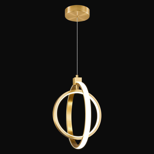 Lámpara Led Moderna Con Anillo Dorado, Regulable En Altura