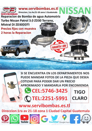Bombas De Agua Automotrices Nissan Patrol,urvan,zd30,navara