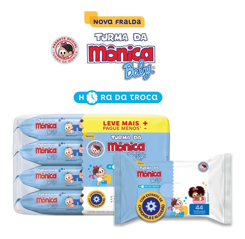 Imagem 4 de 5 de Kit Toalha Umedecida Hr Da Troca Turma Da Mônica 176un