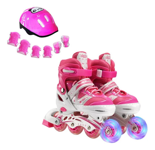 Patines Lineales Ajustables Cosidos + Protectores Y Casco, 