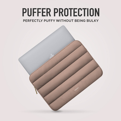 Funda Acolchada De Poliester Suave Para Laptop Color Latte