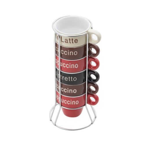 Imagem 2 de 8 de Conjunto 6 Xicaras De Porcelana Bon Gourmet Suporte 70ml