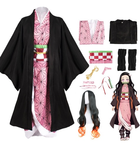 Demon Slayer Cosplay Kimono Traje Para Niños-nezuko/tanjirou