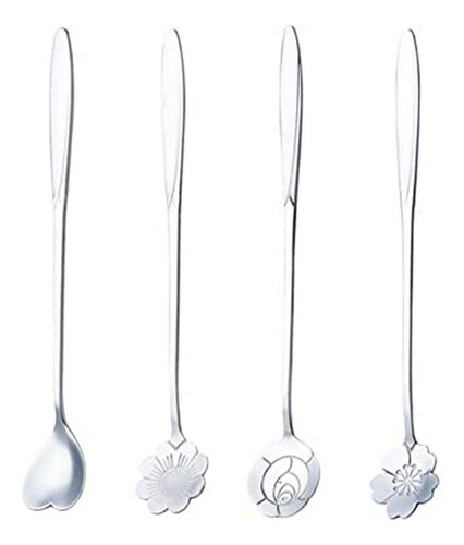 Cucharas De Postre Acero Inoxidable En Forma De Flor (set 4)